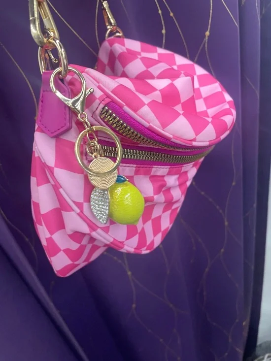 Pink Checker Fanny Pack with Lemon Charm - Picture 3 of 3